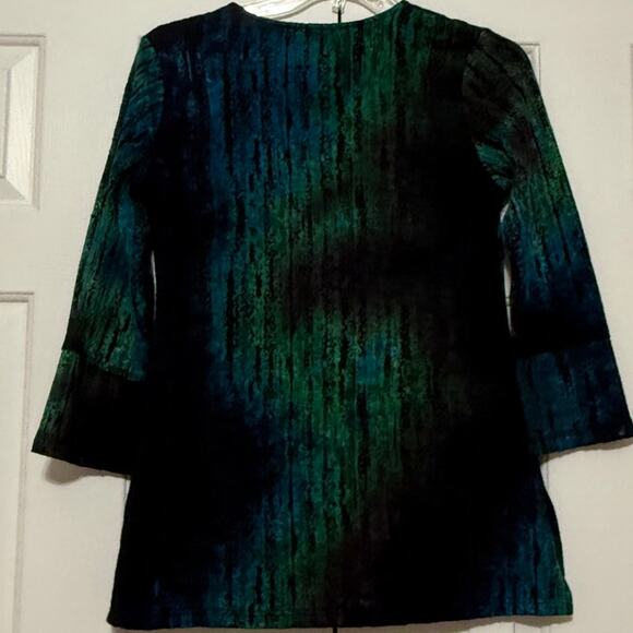 Calessa Knit Black and Turquoise Tunic, Size S - Picture 2 of 5